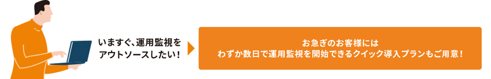 お急ぎのお客様にはわずか数日で運用監視を開始できるクイック導入プランもご用意！